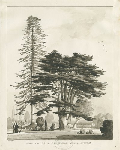 Haughton Rectory: sepia vask tegning av Thomas Peploe Wood