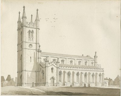 Lane End - New Church: sepia-tegning av Thomas Peploe Wood
