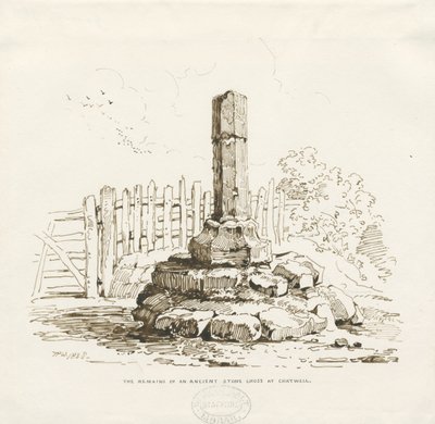 Moreton - Stone Cross forblir i Chatwell: pennetegning, 1838 av Thomas Peploe Wood