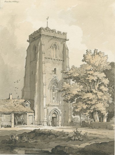 Ranton Abbey [Priory]: penn og vask tegning, nd [?1838] (tegning) av Thomas Peploe Wood