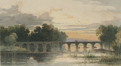 Shugborough Bridge: akvarellmaleri, nd [1800-tallet] av Thomas Peploe Wood