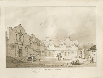 Stafford - Alms Houses: sepia-tegning, nd [1837] (tegning) av Thomas Peploe Wood