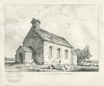 Stafford - Marston Chapel: penn- og blekktegning av Thomas Peploe Wood