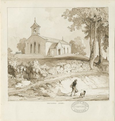 Stafford - Whitgreave Chapel: sepia-tegning, nd [c 1838] (tegning) av Thomas Peploe Wood