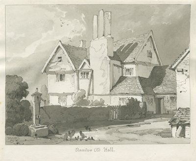 Standon Hall: sepia-tegning av Thomas Peploe Wood
