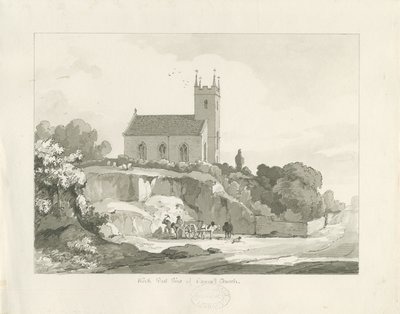 Stonnall kirke: penn og vask tegning av Thomas Peploe Wood