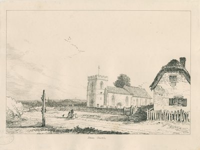 Stowe Church: penn- og blekktegning av Thomas Peploe Wood
