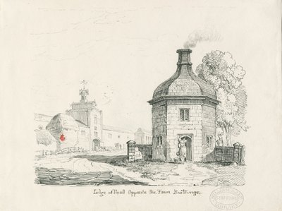 Tixall - Lodge: penn- og blekktegning av Thomas Peploe Wood