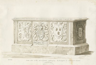 Grav i Biddulph Church - William Bowyer: sepia-tegning av Thomas Peploe Wood