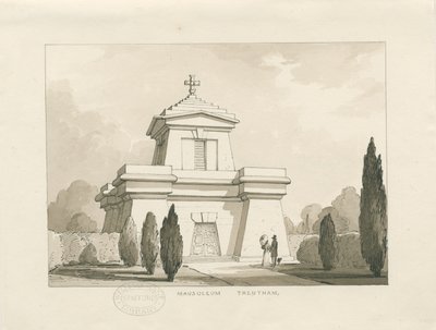 Trentham - The Mausoleum: penn og vask tegning, nd [?1838] (tegning) av Thomas Peploe Wood