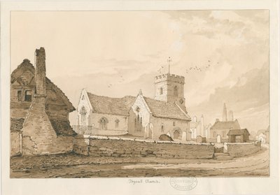 Trysull kirke: penn og sepia tegning av Thomas Peploe Wood
