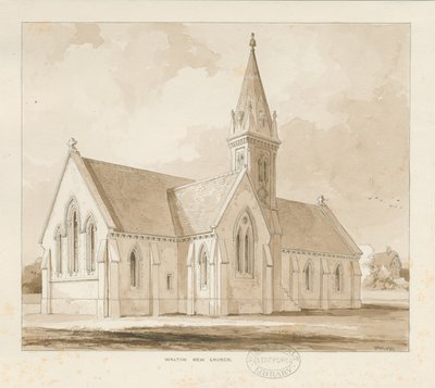 Walton-on-the-Hill Church [Ny]: penn- og vasketegning av Thomas Peploe Wood