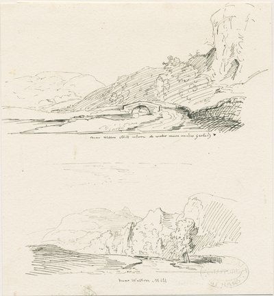 Wetton Mill: penn- og blekktegning, nd [1817-1845] av Thomas Peploe Wood