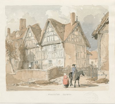 Wigginton Old Hall: vannfargemaleri, 1841 av Thomas Peploe Wood