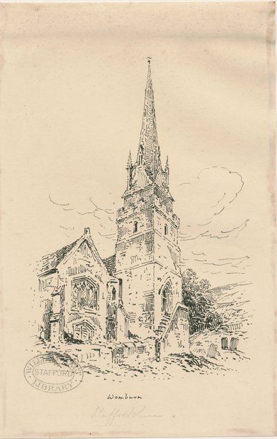 Wombourne Church: sinkograf, og [midten av 1800-tallet] (tegning) av Thomas Peploe Wood