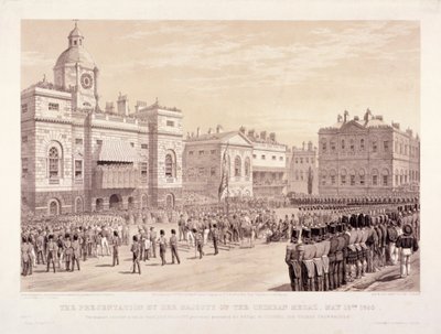 Presentasjon av Krim-medaljen av dronning Victoria til oberst Sir Thomas Trowbridge, 18. mai 1855 av Thomas Picken