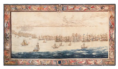 Historisk billedvev av slaget ved Solebay, Mortlake, design tilskrevet William van de Velde, ca. 1688 av Thomas Poyntz