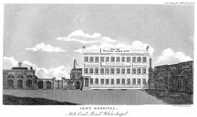 Jews Hospital, Mile End Road, Whitechapel, London, slutten av 1700- eller begynnelsen av 1800-tallet. av Thomas Prattent