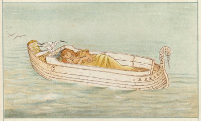 Danae og Perseus (farge litho) av Thomas Ralph Spence