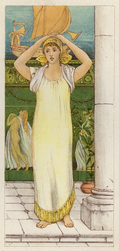 Danae lengter etter Perseus’ retur (farge litho) av Thomas Ralph Spence