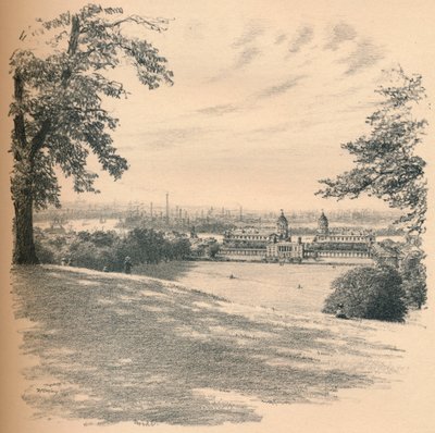 'Greenwich Palace fra Observatory Hill', 1902 av Thomas Robert Way