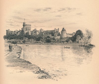 Windsor Castle fra elven, 1902 av Thomas Robert Way