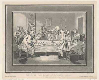 Roderick's Examination at Surgeon's Hall, 12. mai 1800., 12. mai 1800. Skapere: Thomas Rowlandson, Joseph Constantine Stadler. av ThomasThomas Rowlandson, Joseph Constantine Stadler Thomas Rowlandson, Joseph Constantine Stadler