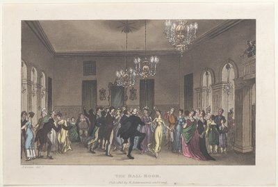 The Ball Room, fra Poetical Sketches of Scarborough, 1813., 1813. Skapere: Thomas Rowlandson, Joseph Constantine Stadler, J. Bluck. av Thomas Rowlandson, Joseph Constantine Stadler, J. Bluck