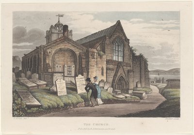 The Church, from Poetical Sketches of Scarborough, 1813., 1813. Skapere: Thomas Rowlandson, Joseph Constantine Stadler, J. Bluck. av Thomas Rowlandson, Joseph Constantine Stadler, J. Bluck