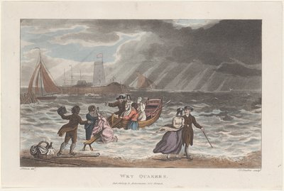 Wet Quakers, fra Poetical Sketches of Scarborough, 1813., 1813. Skapere: Thomas Rowlandson, Joseph Constantine Stadler, J. Bluck. av Thomas Rowlandson, Joseph Constantine Stadler, J. Bluck