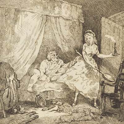 En sengevarmer, ca. 1785. av Thomas Rowlandson