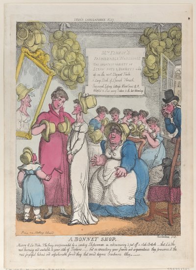 A Bonnet Shop, 15. mai 1810., 15. mai 1810. av Thomas Rowlandson