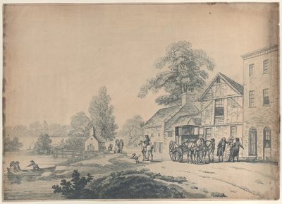 En buss utenfor et vertshus, 1785-90., 1785-90. av Thomas Rowlandson