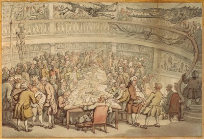 En samtale i "Surgeons Hall", Old Bailey, London av Thomas Rowlandson
