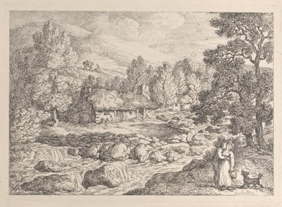 En foss i Cornwall, fra «Views in Cornwall» av Thomas Rowlandson