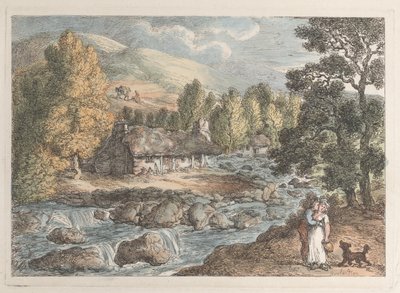 A Cornish Waterfall, fra Views in Cornwall, 1812., 1812. av Thomas Rowlandson