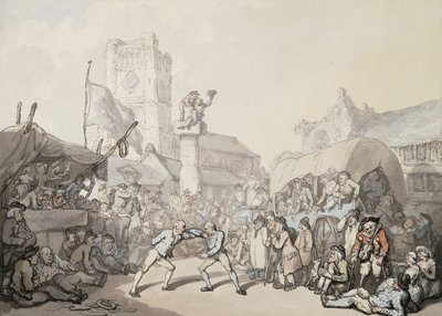 En kornisk brytekamp, av Thomas Rowlandson