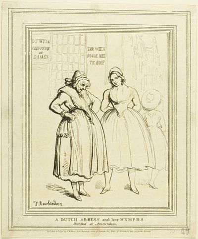 En nederlandsk abbedisse og nymfene hennes skissert i Amsterdam av Thomas Rowlandson