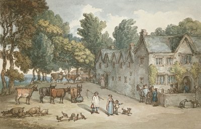 Et gårdshus i Hengar, Cornwall, 1803 (wc, penn og blekk på papir) av Thomas Rowlandson