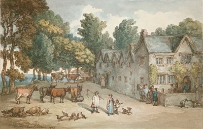 Et gårdshus i Hengar, Cornwall, 1803 av Thomas Rowlandson