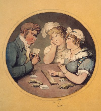 A Game of Cribbage, 1818 av Thomas Rowlandson