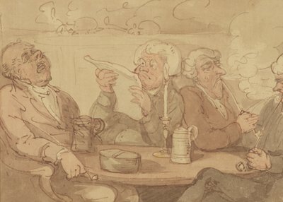 A Gentlemans Club (blekk og wc på papir) av Thomas Rowlandson