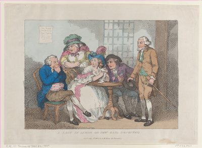 A Lady in Limbo, or Jew Bail Rejected, [30. november..., [30. november 1785], gjenutgitt 1. juli 1802. av Thomas Rowlandson
