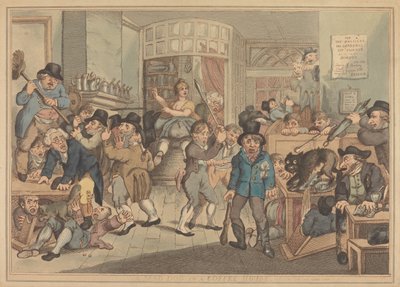 En gal hund på en kafé av Thomas Rowlandson