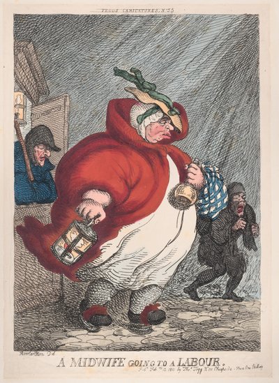 En jordmor som går til fødsel, 12. februar 1811., 12. februar 1811. av Thomas Rowlandson