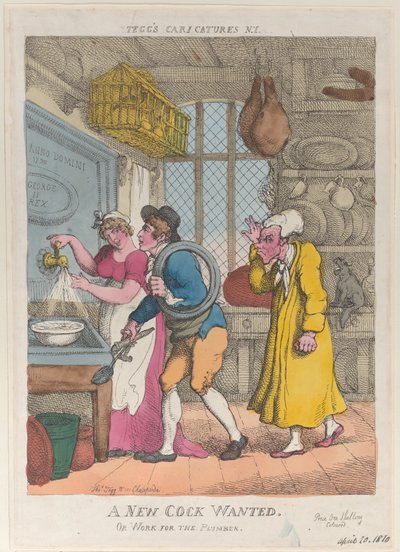 En ny hane ønskes, eller arbeid for rørleggeren, 20. april 1810., 20. april 1810. av Thomas Rowlandson
