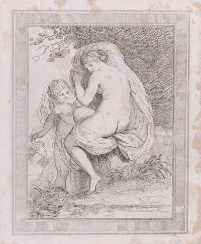 En nymfe som tørker seg selv, 1790-99., 1790-99. av Thomas Rowlandson