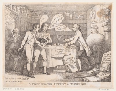 Et kikk inn i retretten ved Tinnechurch United Irish, 1. mai 1799., 1. mai 1799. av Thomas Rowlandson