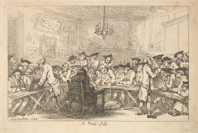 Et trykt salg - en nattauksjon, 1788. av Thomas Rowlandson