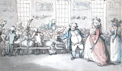 En offentlig frokost (penn og blekk og akvarell på papir) av Thomas Rowlandson